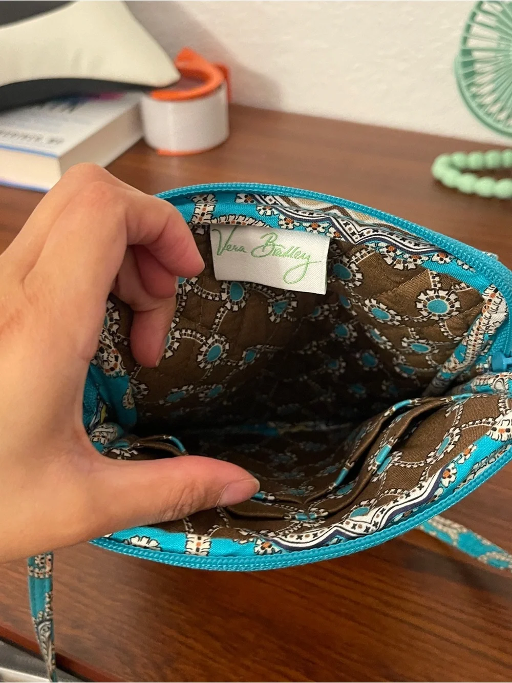 Turquoise Patterned Crossbody Bag - Quilted Floral Print